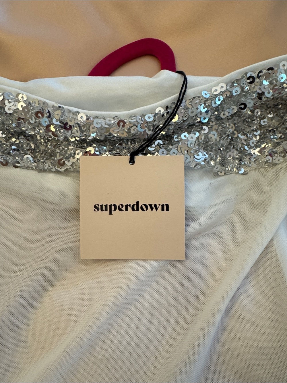 Never worn superdown White Sequin Cowl Neck Mini Dress - Picture 4 of 4